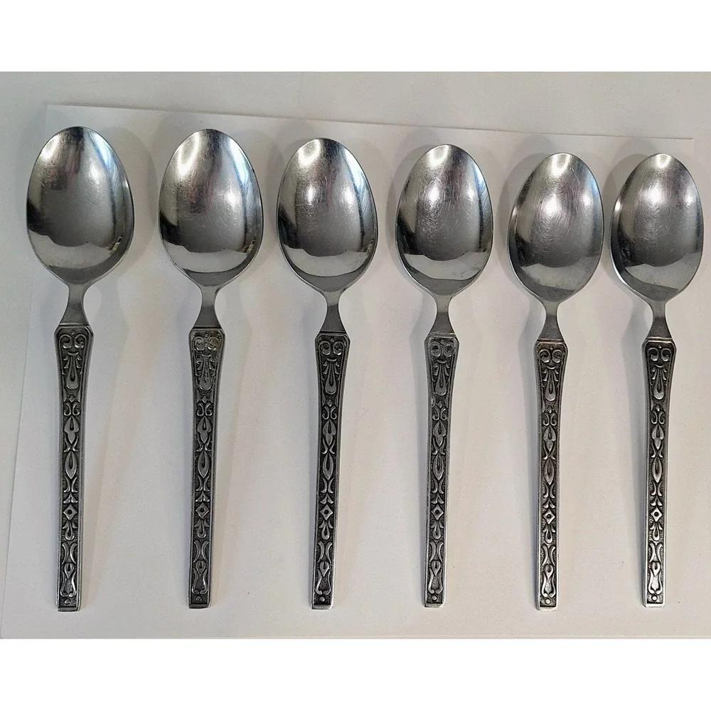 Lot 6 Towle TWS131 7.5 Inch Spoons Flatware Silverware MCM Supreme Cutlery Japan
